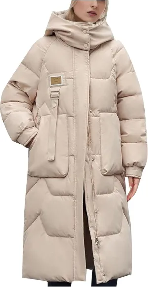 Womens Quilted Puffer Jacket Thick Oversized Down Jackets Lightweight Long Winter Coats Zip Up Baggy Down Outerwear