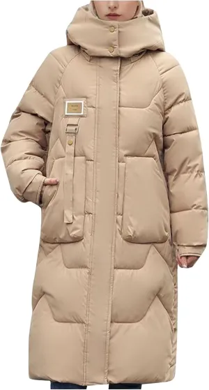Womens Quilted Puffer Jacket Thick Oversized Down Jackets Lightweight Long Winter Coats Zip Up Baggy Down Outerwear