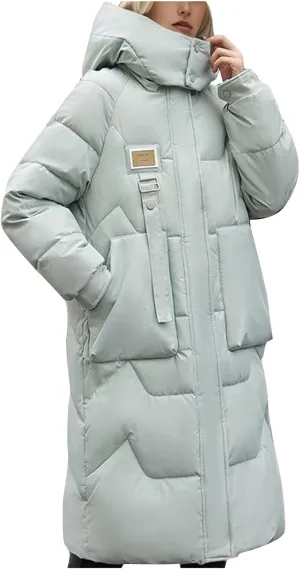 Womens Quilted Puffer Jacket Thick Oversized Down Jackets Lightweight Long Winter Coats Zip Up Baggy Down Outerwear