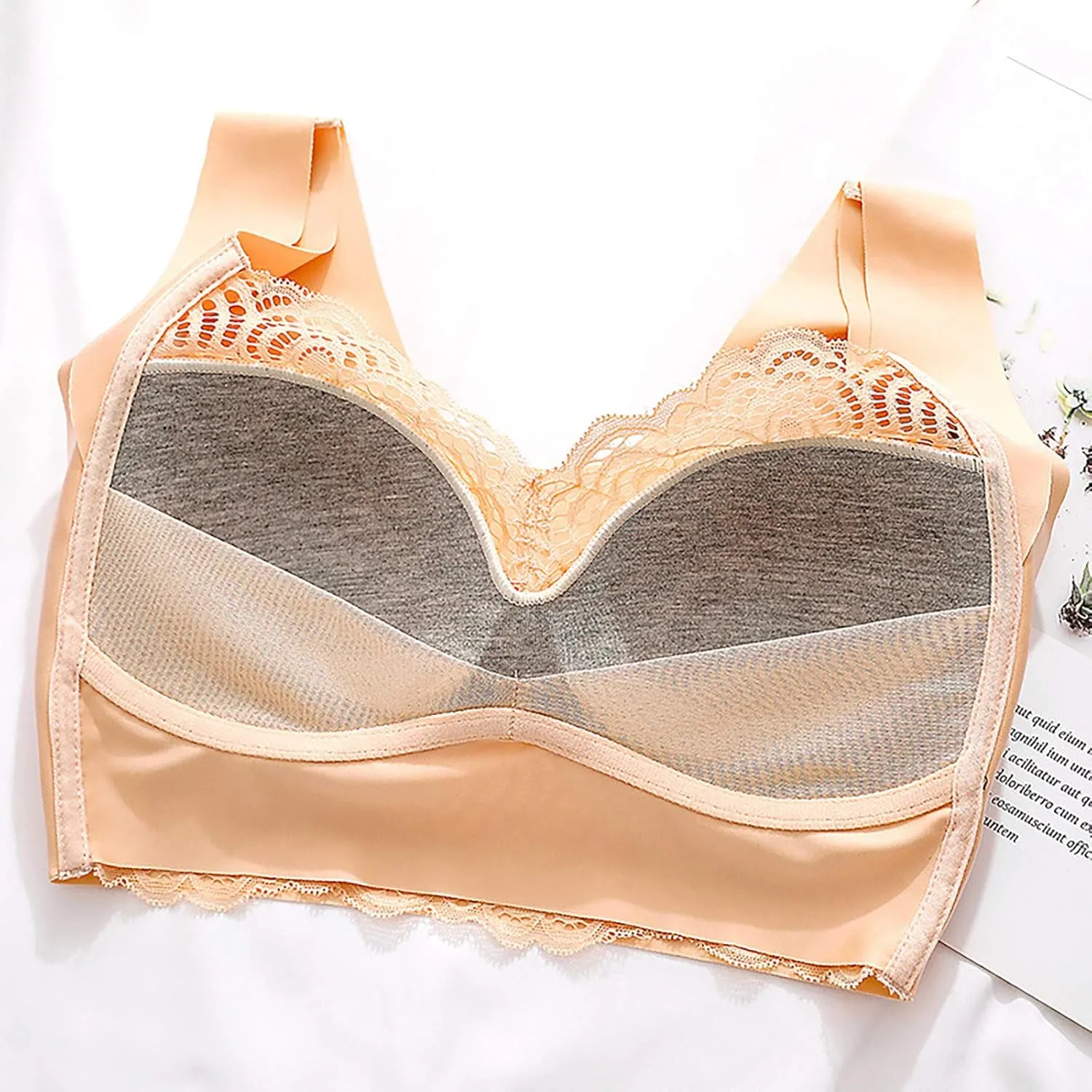 Women's Seamless Lace Bras No Underwire Comfort Bralettes Push Up Bras Wireless Scalloped Full Coverage Everyday Bra