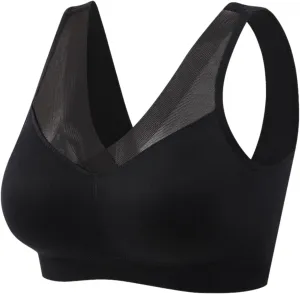 Womens Seamless Workout Yoga Bra Wireless Padded Bralette V-Neck Tank Top Sexy Crisscross Back Bras