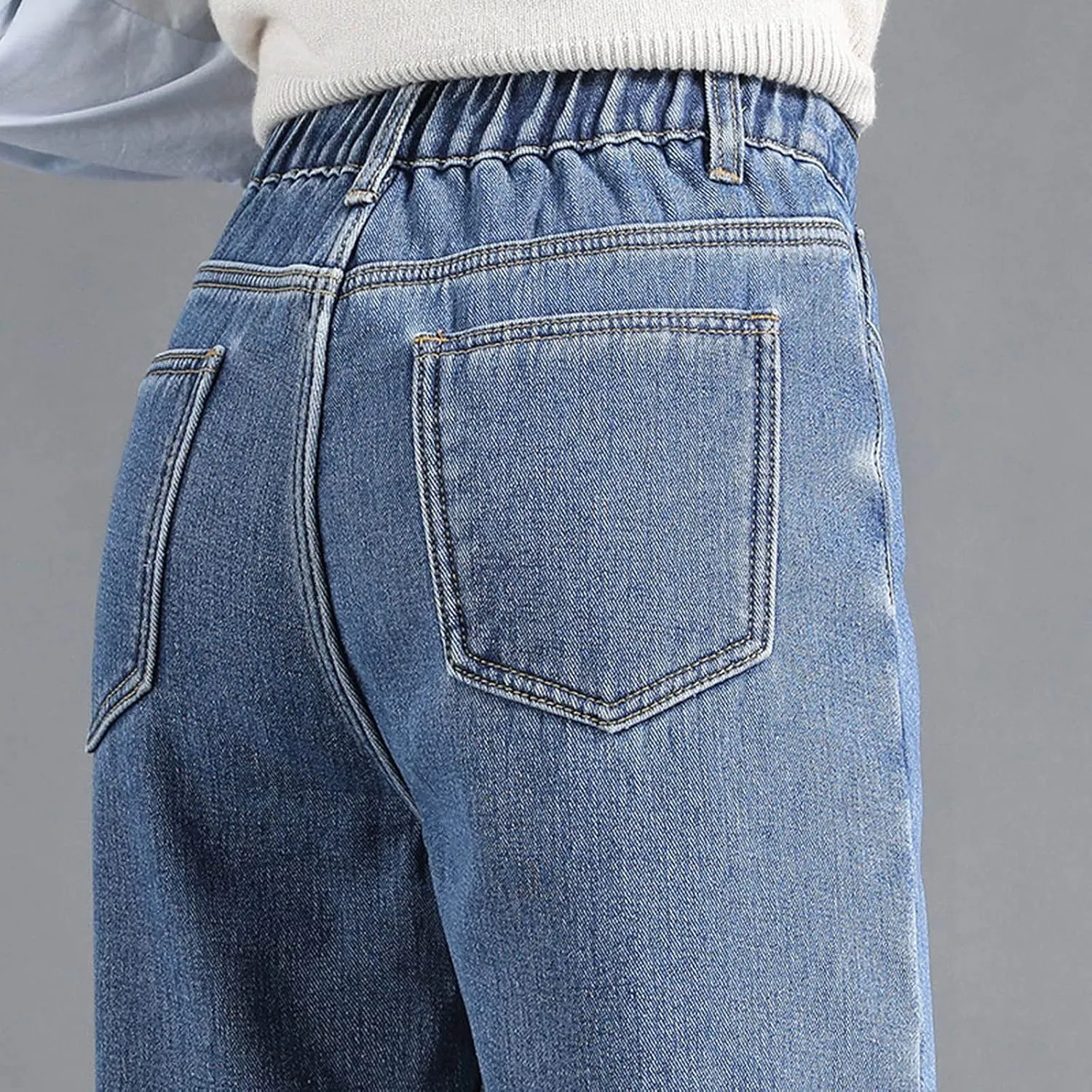 Women's Sherpa Fleece Lined Jeans Thermal Flannel Lined Jeans Winter Warm Plush Thicken Skinny Stretch Denim Pants