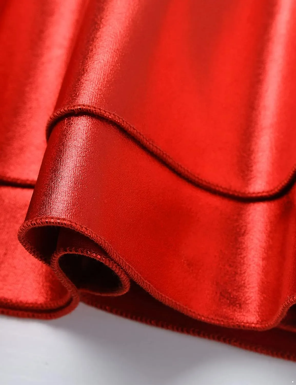 Women's Solid Novelty Metallic Pleated Mini Skirt Double Layer Tutu Flare Dance Dresses