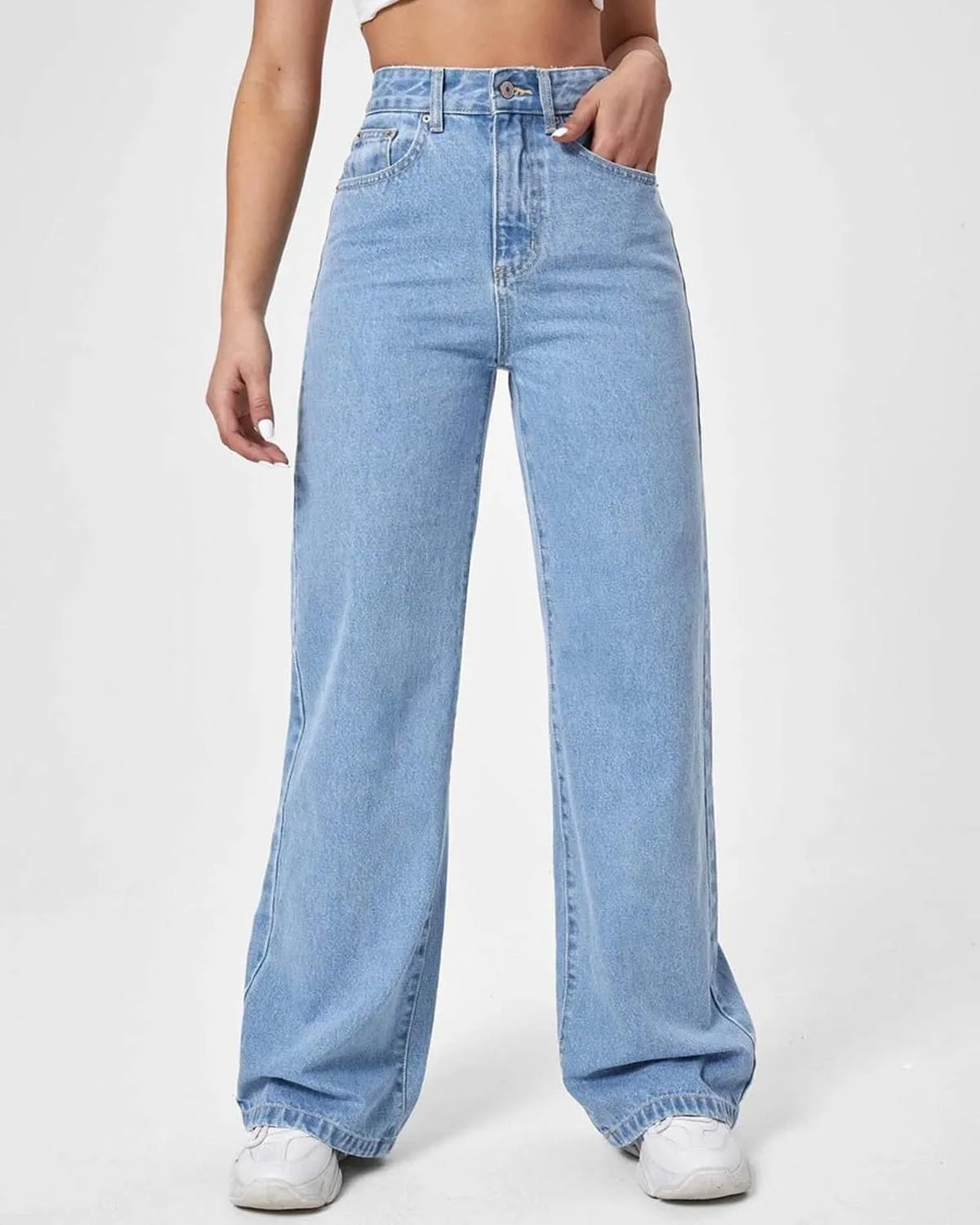 Women's Wide Leg Straight Jeans High Waisted Vintage Stretchy Tummy Control Trendy Recycled Denim Jeans for Women