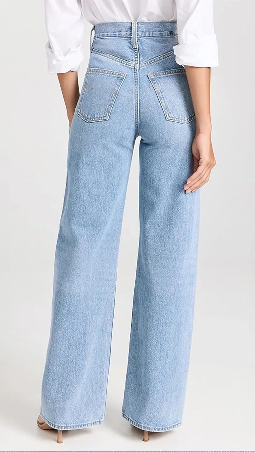 Women's Wide Leg Straight Jeans High Waisted Vintage Stretchy Tummy Control Trendy Recycled Denim Jeans for Women