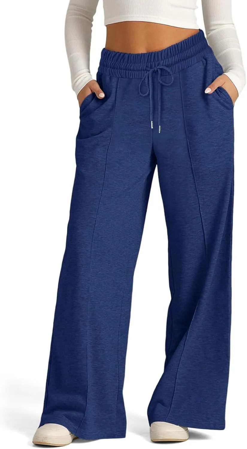 Women's Wide-Legged High-Waisted Yoga Sweatpants with Dressy Casual Loose Fit Fashion
