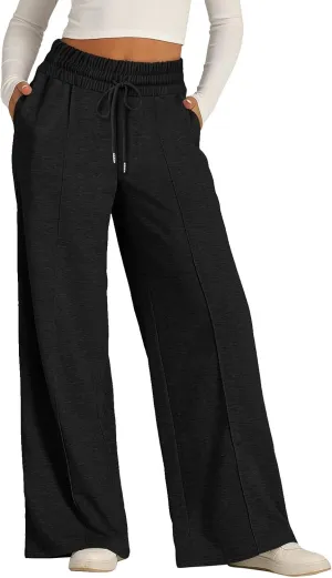 Women's Wide-Legged High-Waisted Yoga Sweatpants with Dressy Casual Loose Fit Fashion