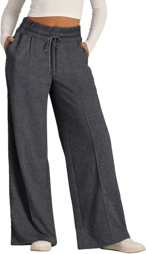 Women's Wide-Legged High-Waisted Yoga Sweatpants with Dressy Casual Loose Fit Fashion