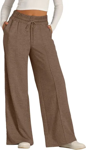 Women's Wide-Legged High-Waisted Yoga Sweatpants with Dressy Casual Loose Fit Fashion