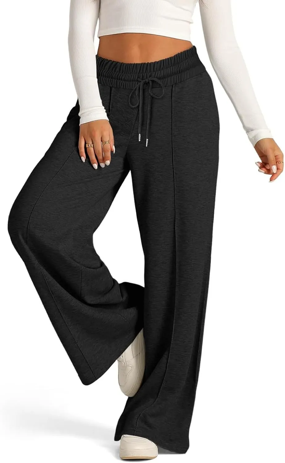 Women's Wide-Legged High-Waisted Yoga Sweatpants with Dressy Casual Loose Fit Fashion