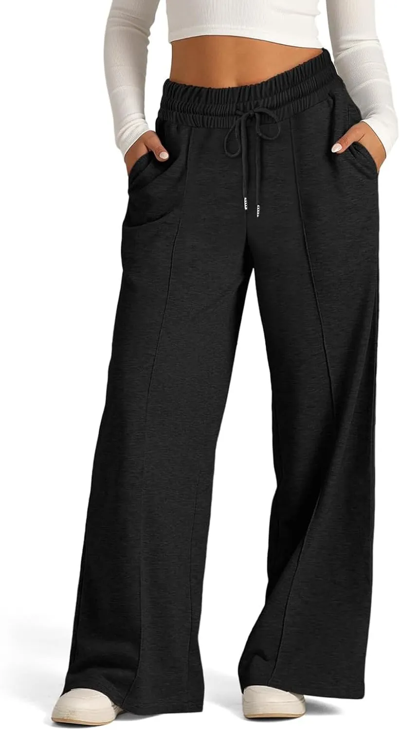 Women's Wide-Legged High-Waisted Yoga Sweatpants with Dressy Casual Loose Fit Fashion