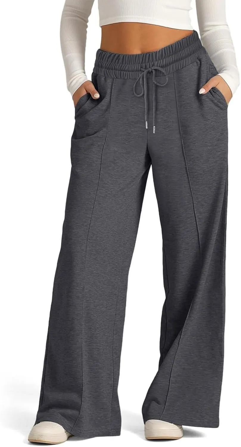 Women's Wide-Legged High-Waisted Yoga Sweatpants with Dressy Casual Loose Fit Fashion