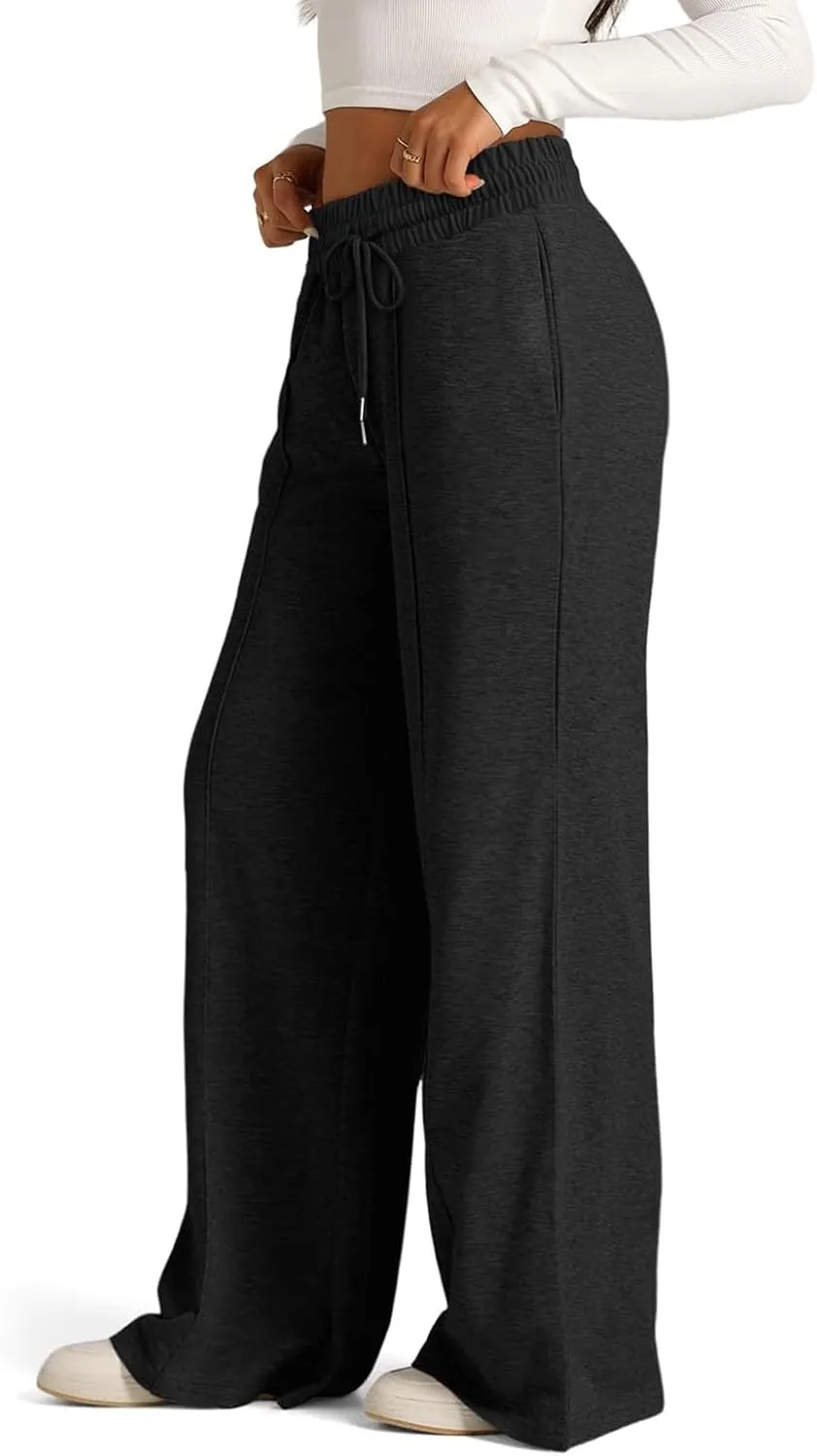 Women's Wide-Legged High-Waisted Yoga Sweatpants with Dressy Casual Loose Fit Fashion