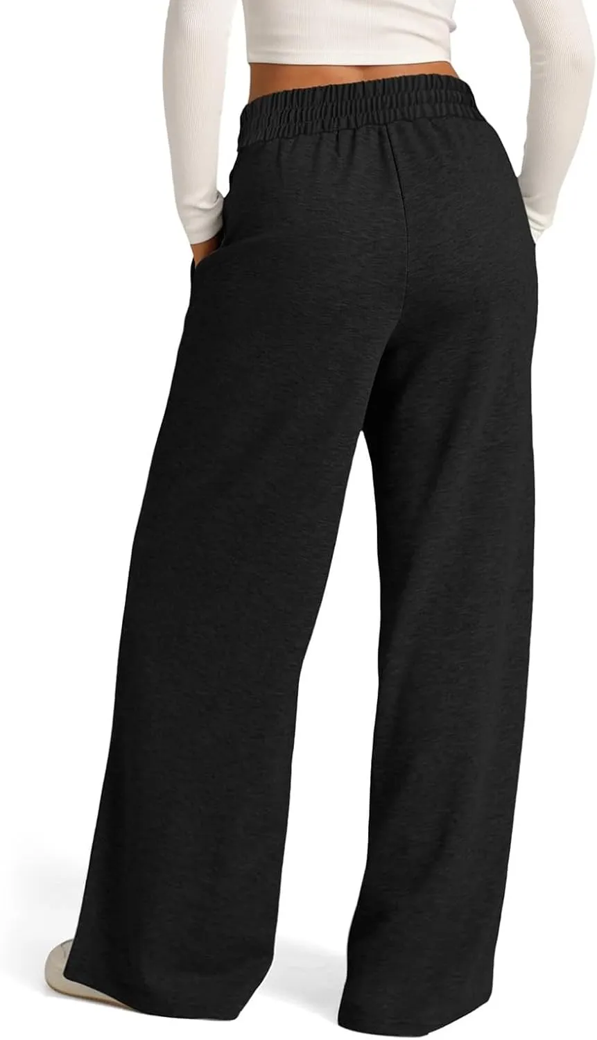 Women's Wide-Legged High-Waisted Yoga Sweatpants with Dressy Casual Loose Fit Fashion