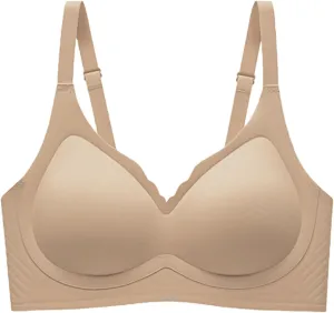 Womens Wireless Bras Scalloped Push Up Bralettes No Underwire Supportive Tshirt Bra Seamless Comfortable Everyday Bras