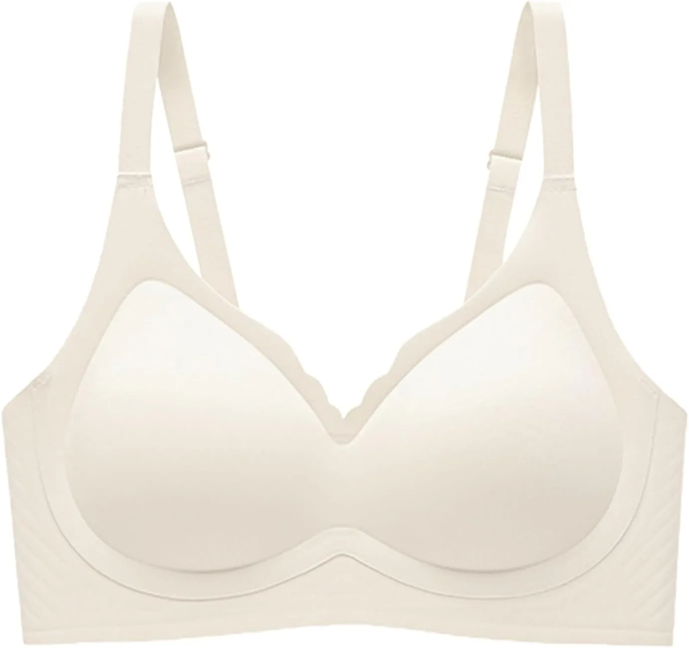 Womens Wireless Bras Scalloped Push Up Bralettes No Underwire Supportive Tshirt Bra Seamless Comfortable Everyday Bras
