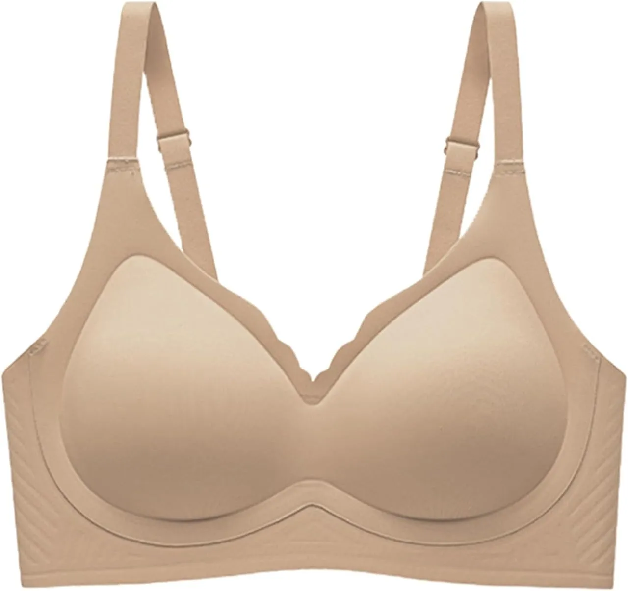 Womens Wireless Bras Scalloped Push Up Bralettes No Underwire Supportive Tshirt Bra Seamless Comfortable Everyday Bras