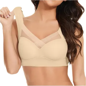 Womens Wireless Bras V Mesh Comfortable Bralette Supportive Tshirt Bra No Underwire Seamless Push Up Everyday Bras