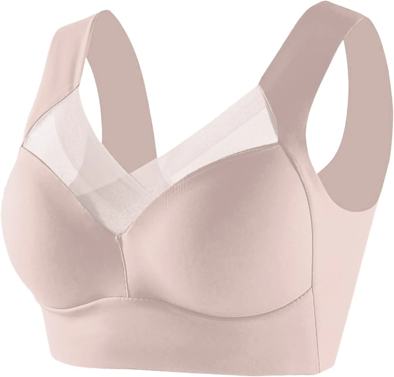 Womens Wireless Bras V Mesh Comfortable Bralette Supportive Tshirt Bra No Underwire Seamless Push Up Everyday Bras