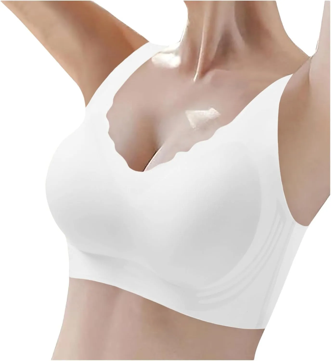Womens Wireless Push Up Bra Super Gather Seamless Bra Anti Sagging Breasts with Lift and Support for Older Women