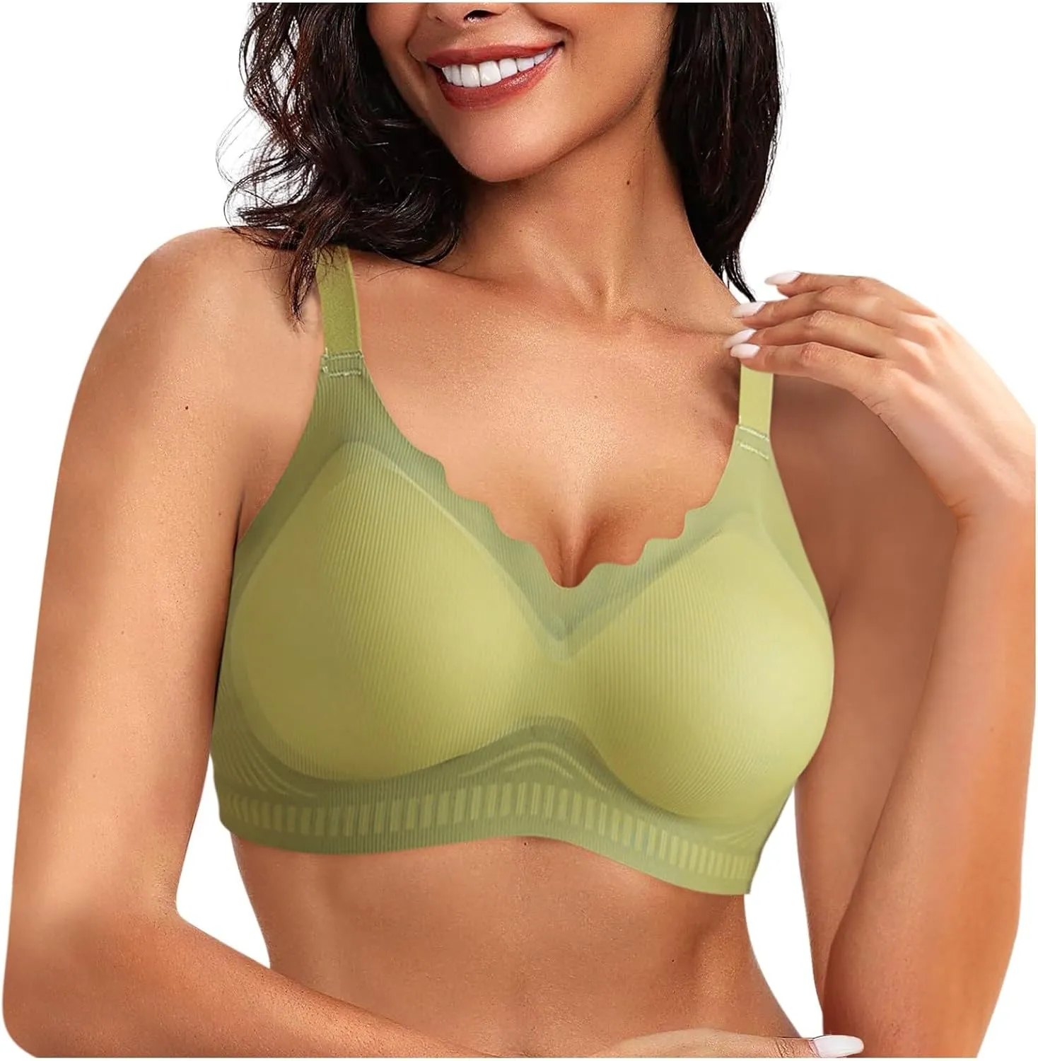 Women's Wireless Supportive Bras Comfortable Seamless Full Coverage Bra No Underwire Soft Push Up Everyday Bralette