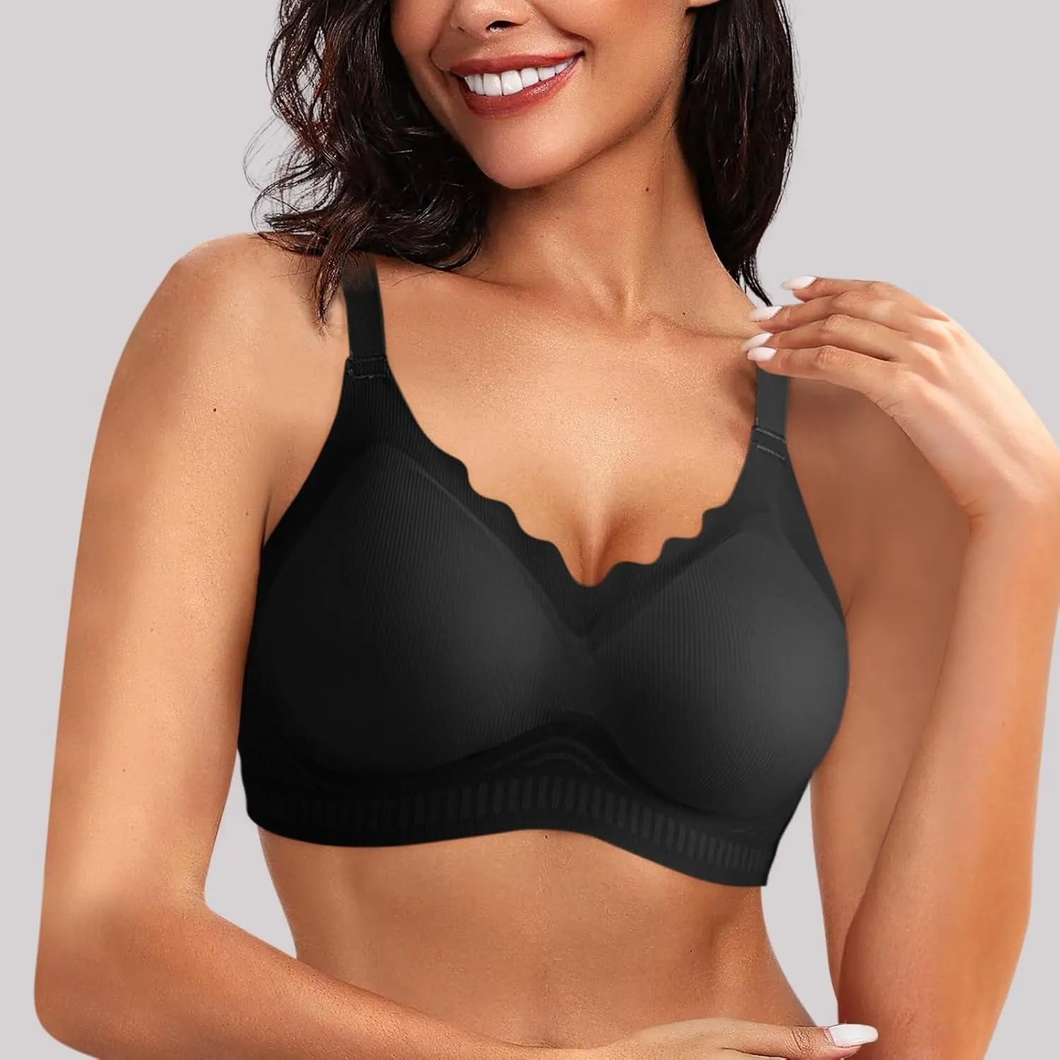 Women's Wireless Supportive Bras Comfortable Seamless Full Coverage Bra No Underwire Soft Push Up Everyday Bralette