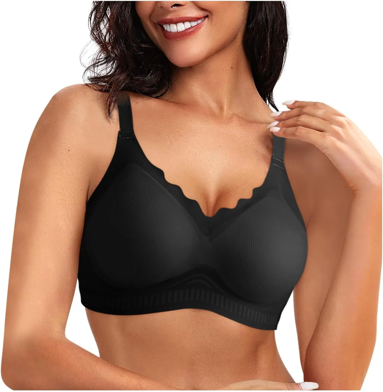 Women's Wireless Supportive Bras Comfortable Seamless Full Coverage Bra No Underwire Soft Push Up Everyday Bralette