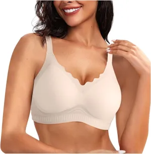 Women's Wireless Supportive Bras Comfortable Seamless Full Coverage Bra No Underwire Soft Push Up Everyday Bralette