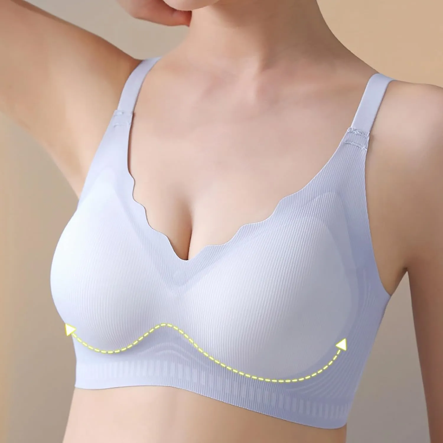 Women's Wireless Supportive Bras Comfortable Seamless Full Coverage Bra No Underwire Soft Push Up Everyday Bralette