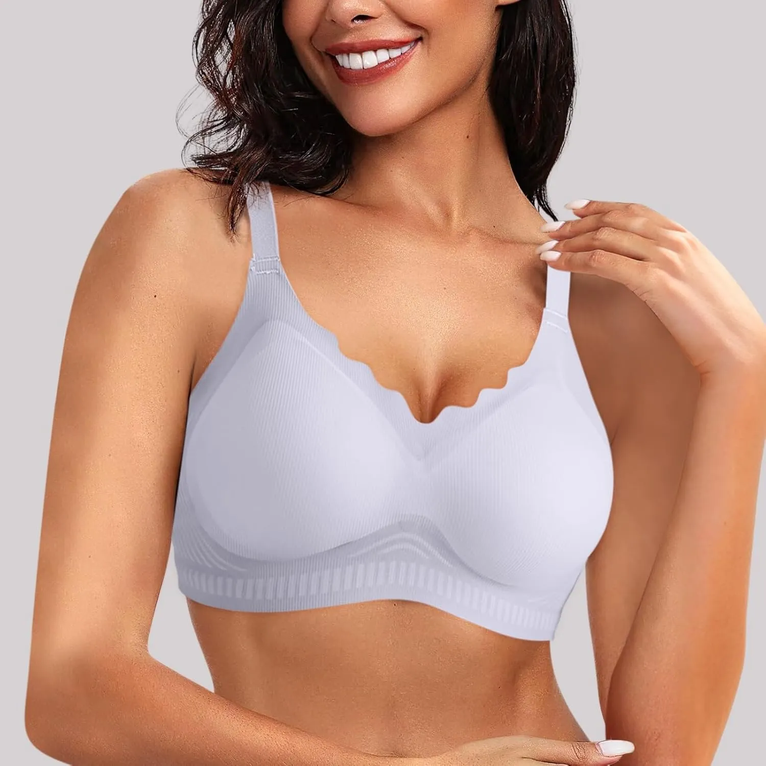 Women's Wireless Supportive Bras Comfortable Seamless Full Coverage Bra No Underwire Soft Push Up Everyday Bralette