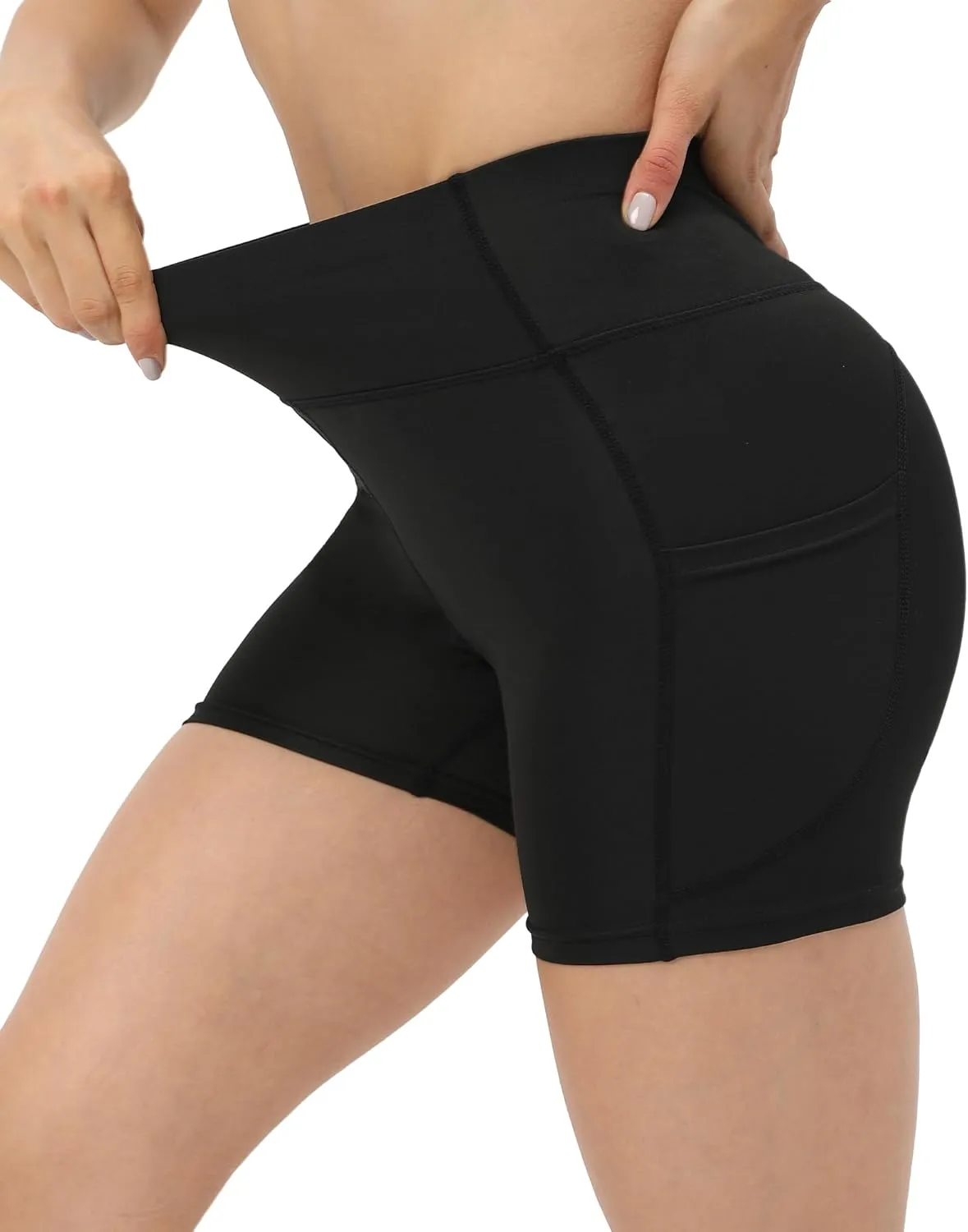 Workout Yoga Biker Shorts for Women with Pockets,Soft High Waisted Tummy Control Running Gym Shorts