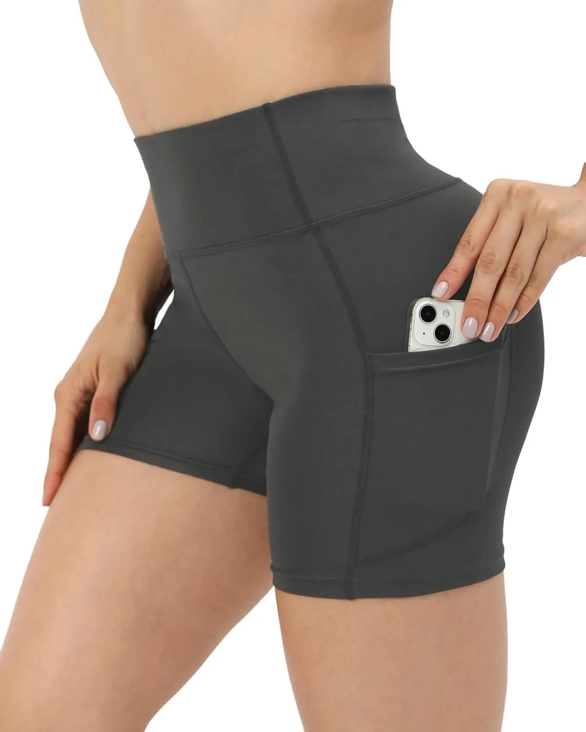 Workout Yoga Biker Shorts for Women with Pockets,Soft High Waisted Tummy Control Running Gym Shorts