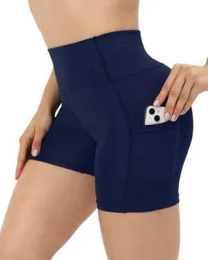 Workout Yoga Biker Shorts for Women with Pockets,Soft High Waisted Tummy Control Running Gym Shorts