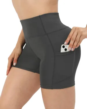 Workout Yoga Biker Shorts for Women with Pockets,Soft High Waisted Tummy Control Running Gym Shorts