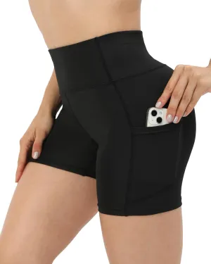 Workout Yoga Biker Shorts for Women with Pockets,Soft High Waisted Tummy Control Running Gym Shorts