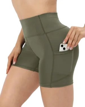 Workout Yoga Biker Shorts for Women with Pockets,Soft High Waisted Tummy Control Running Gym Shorts