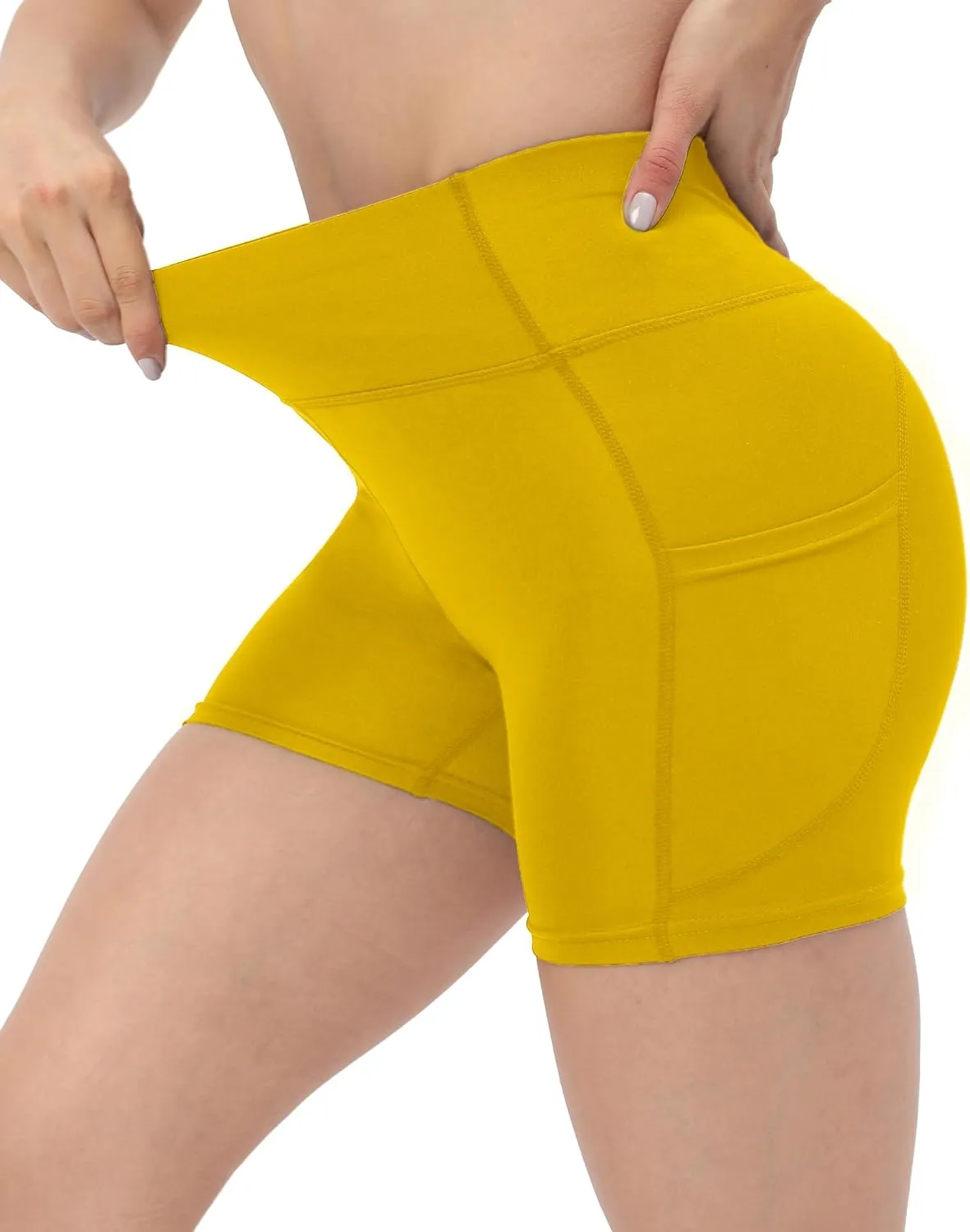 Workout Yoga Biker Shorts for Women with Pockets,Soft High Waisted Tummy Control Running Gym Shorts