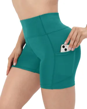 Workout Yoga Biker Shorts for Women with Pockets,Soft High Waisted Tummy Control Running Gym Shorts