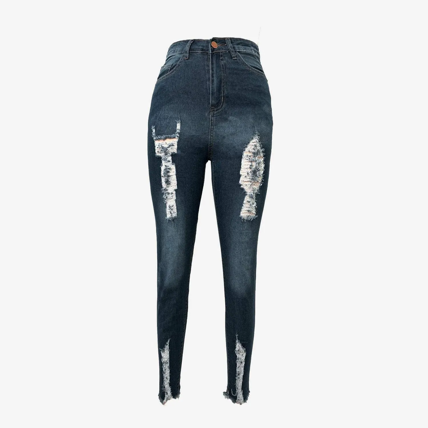 WUAI Women's Ripped Boyfriend Jeans Hight Waisted Stretch Distressed Skinny Jeans Jeggings Destroyed Denim Pencil Pants