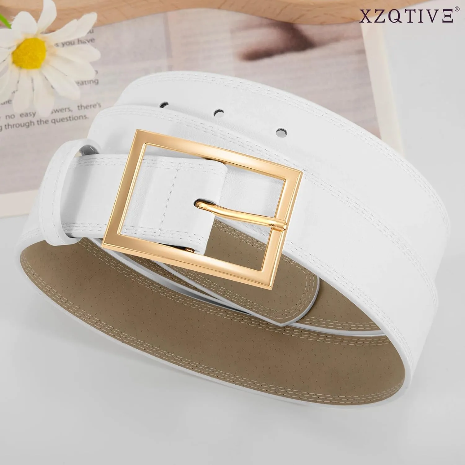 XZQTIVE Women Leather Belts for Jeans Pants Dresses Fashion Waist Belt for Women with Pin Buckle