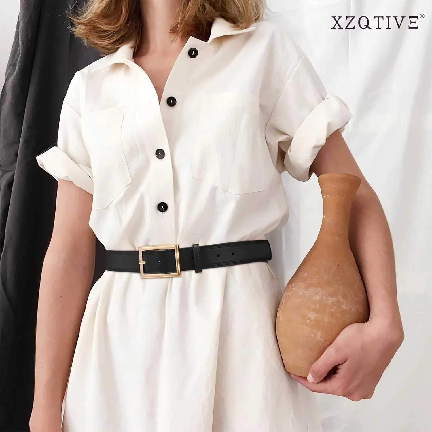 XZQTIVE Women Leather Belts for Jeans Pants Dresses Fashion Waist Belt for Women with Pin Buckle