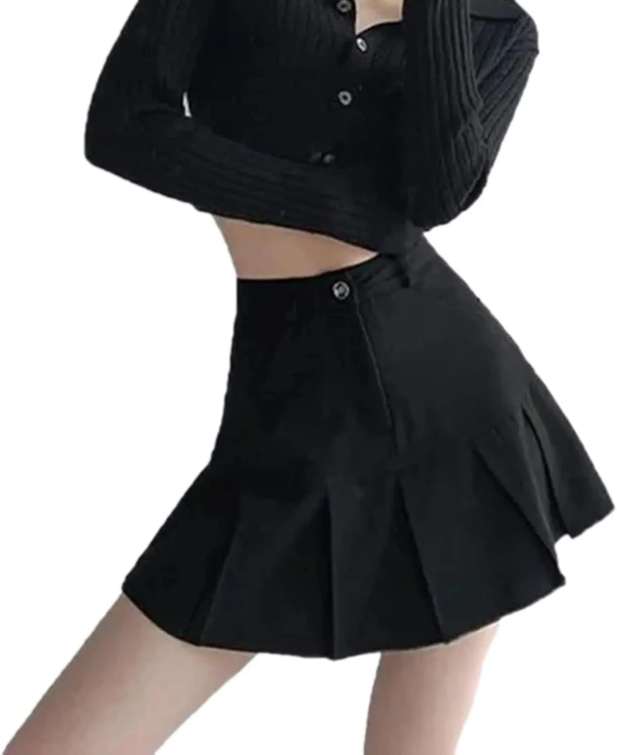 Y2K Women Pleated Mini Skirt High Waist Patchwork Pockets Female Summer Preppy Style All Match Ladies A Line Skirt