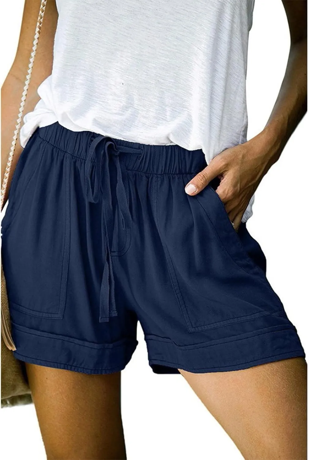 ZDRZK Womens Plus Size Shorts Elastic High Waisted Drawstring Trouser Shorts Pocketed Dressy Casual Summer Shorts 2024