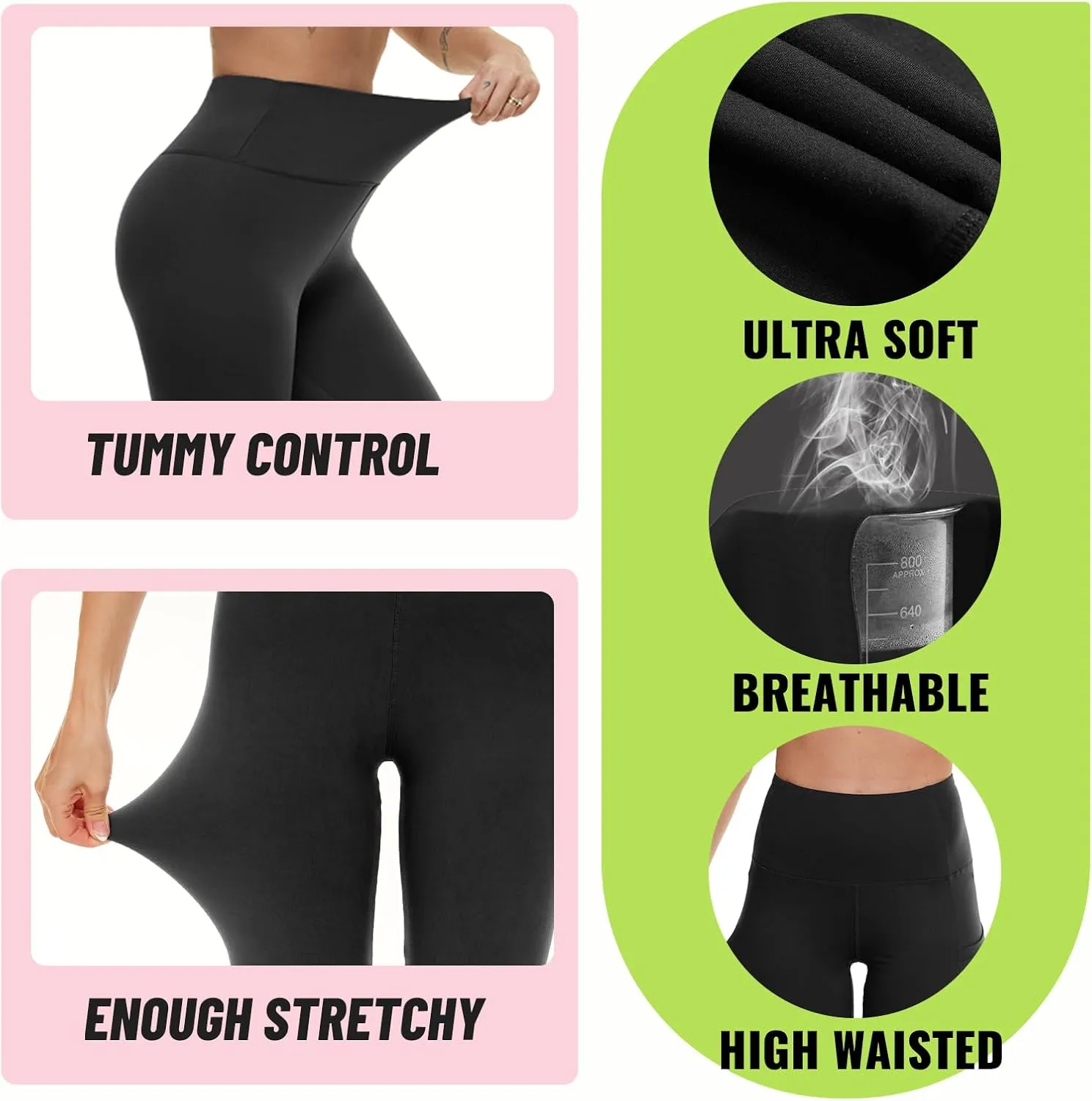 ZOOSIXX 7 Pack Biker Shorts for Women, 8” High Waisted Soft Yoga Workout Black Athletic Shorts