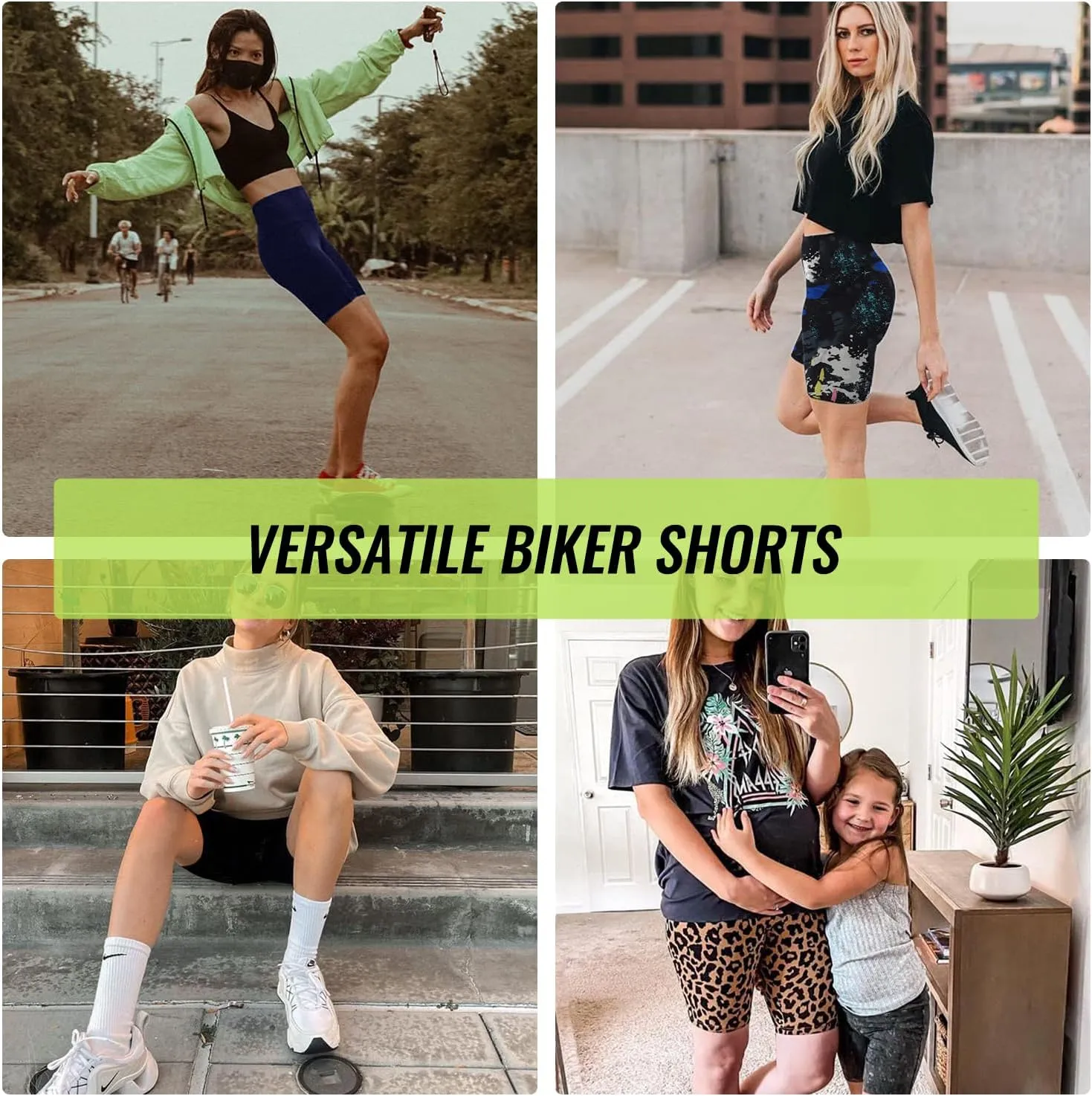 ZOOSIXX 7 Pack Biker Shorts for Women, 8” High Waisted Soft Yoga Workout Black Athletic Shorts