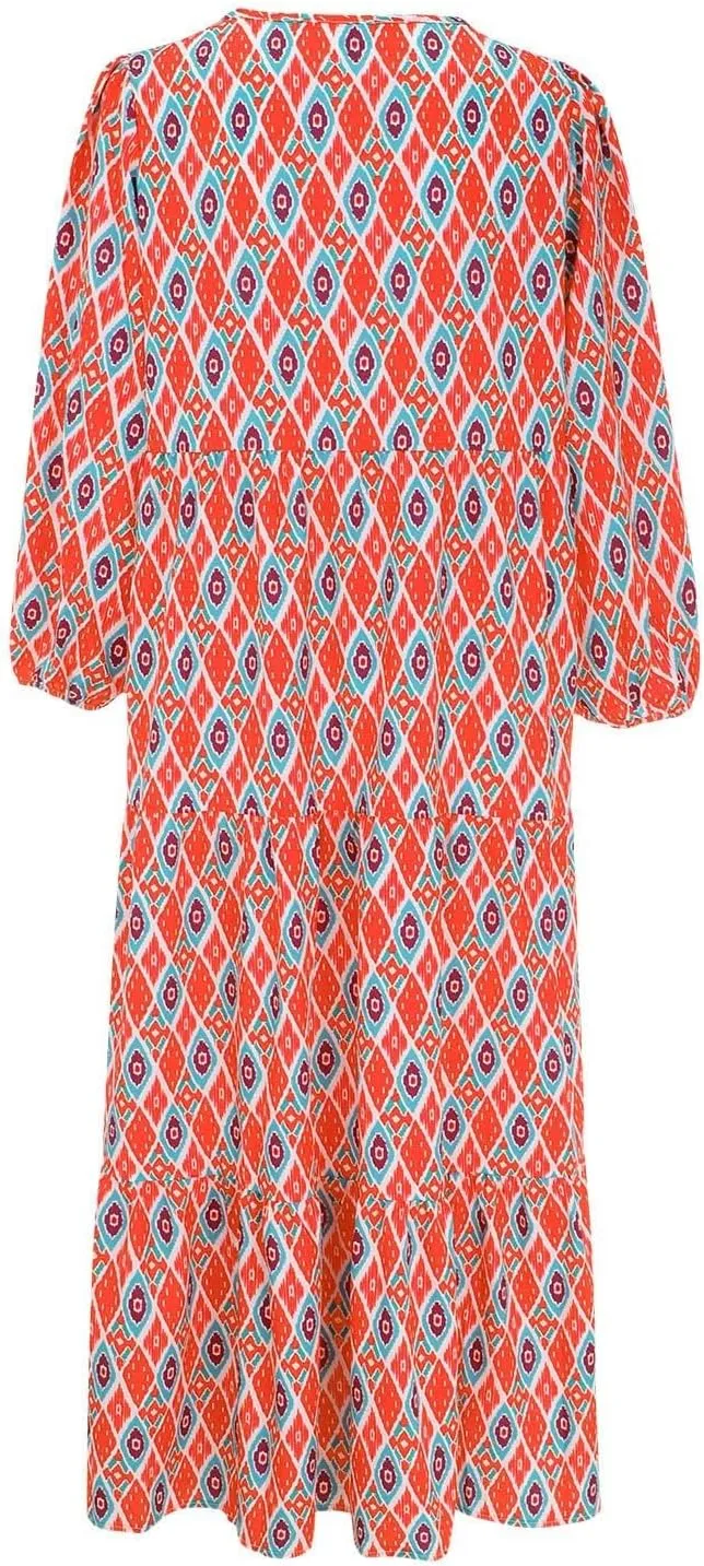 ZWRXW Plus Size Boho Maxi Dress for Women Loose Bohemian Floral Dress Half Sleeve Flowy A Line Long Dress Beach Swing Dress